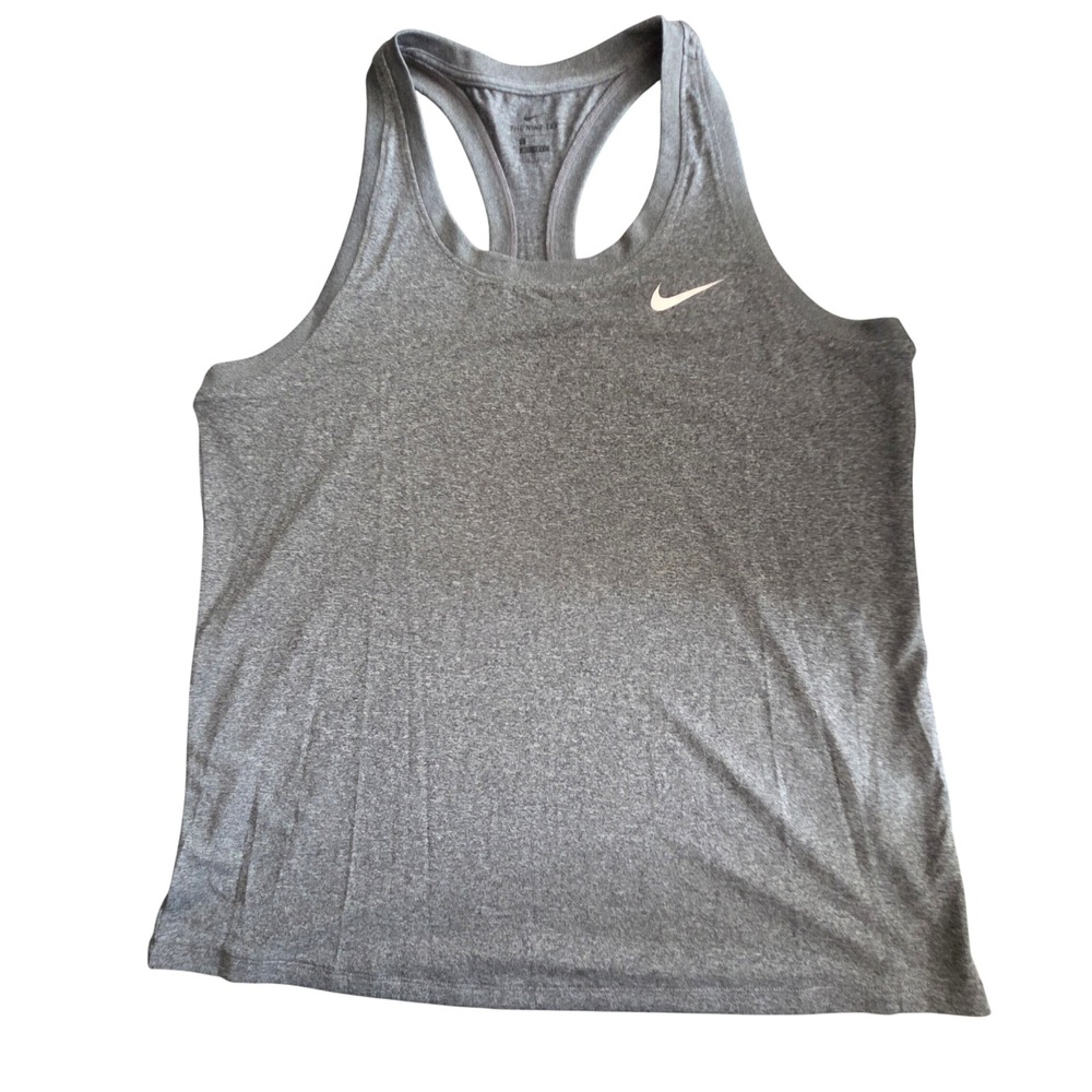 Nike Womens Dri-FIT Racerback Training Gym Tank Top Gray DJ1757-011 Size L NWT
